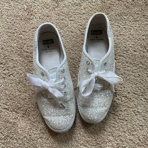 Kate Spade Keds Glitter Silver Sparkle